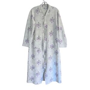 Miss Elaine Womens Quilted Zip Front Robe Lavendar Floral White Tassel 666823 S